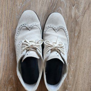 Cole Haan LunarGrand Wingtip Loafers Shoes Mens Size 8 Ivory Black Rubber Soles